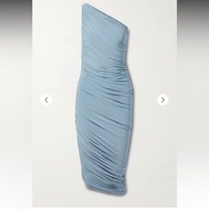 Mid Length Norma Kamali Diana Ruched One-Shoulder Midi-Dress - Large